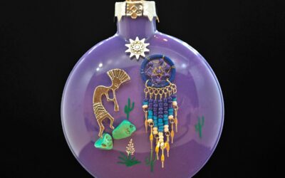 Kokopelli Dreamcatcher Glass Ornament by Bette Fraser Day
