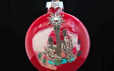 Saguaro Quail Glass Ornament by Bette Fraser Day