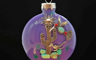 Turquoise Hummingbird Saguaro Ornament | BFD Arizona Art
