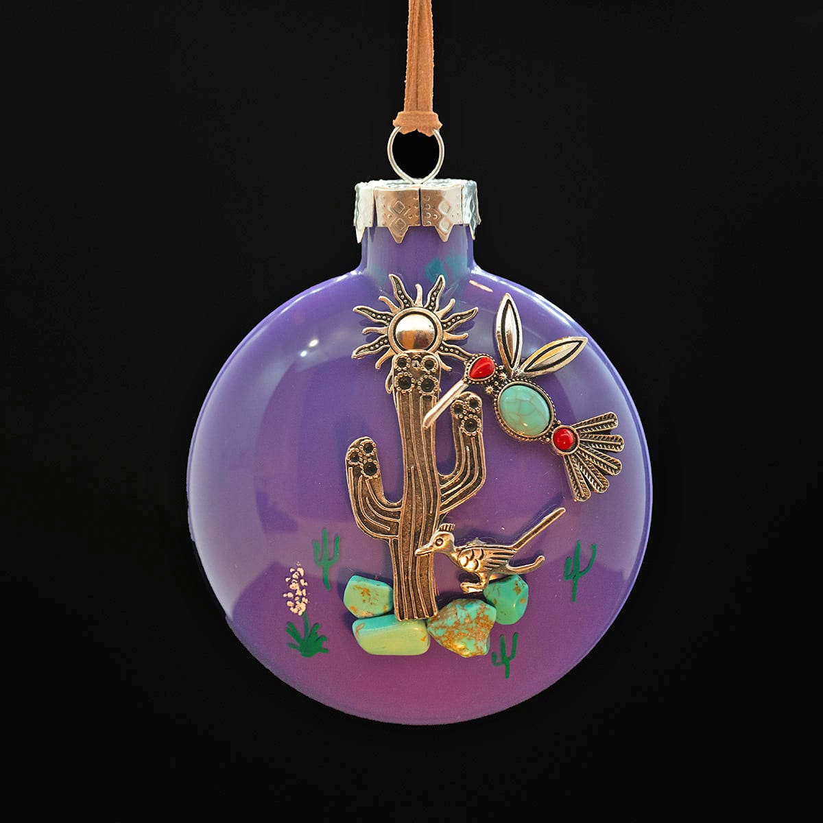 Turquoise Hummingbird Saguaro Ornament | BFD Arizona Art