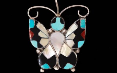Zuni Sterling Silver Butterfly Pendant by A. Dishta
