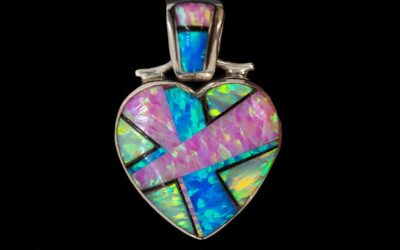 Bitsie Navajo Opal Inlay Heart Sterling Silver Pendant