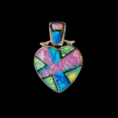 Bitsie Navajo Opal Inlay Heart Sterling Silver Pendant