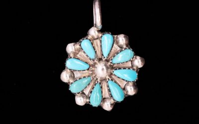Zuni Petit Point Turquoise Flower Pendant