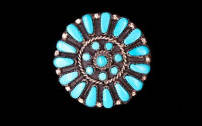 Zuni Petit Point Turquoise Pendant by M. Stead