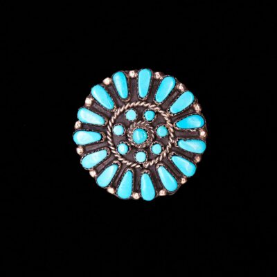 Zuni Petit Point Turquoise Pendant by M. Stead