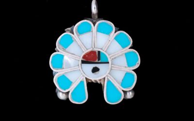 Zuni Turquoise Sunface Bonnet Pendant