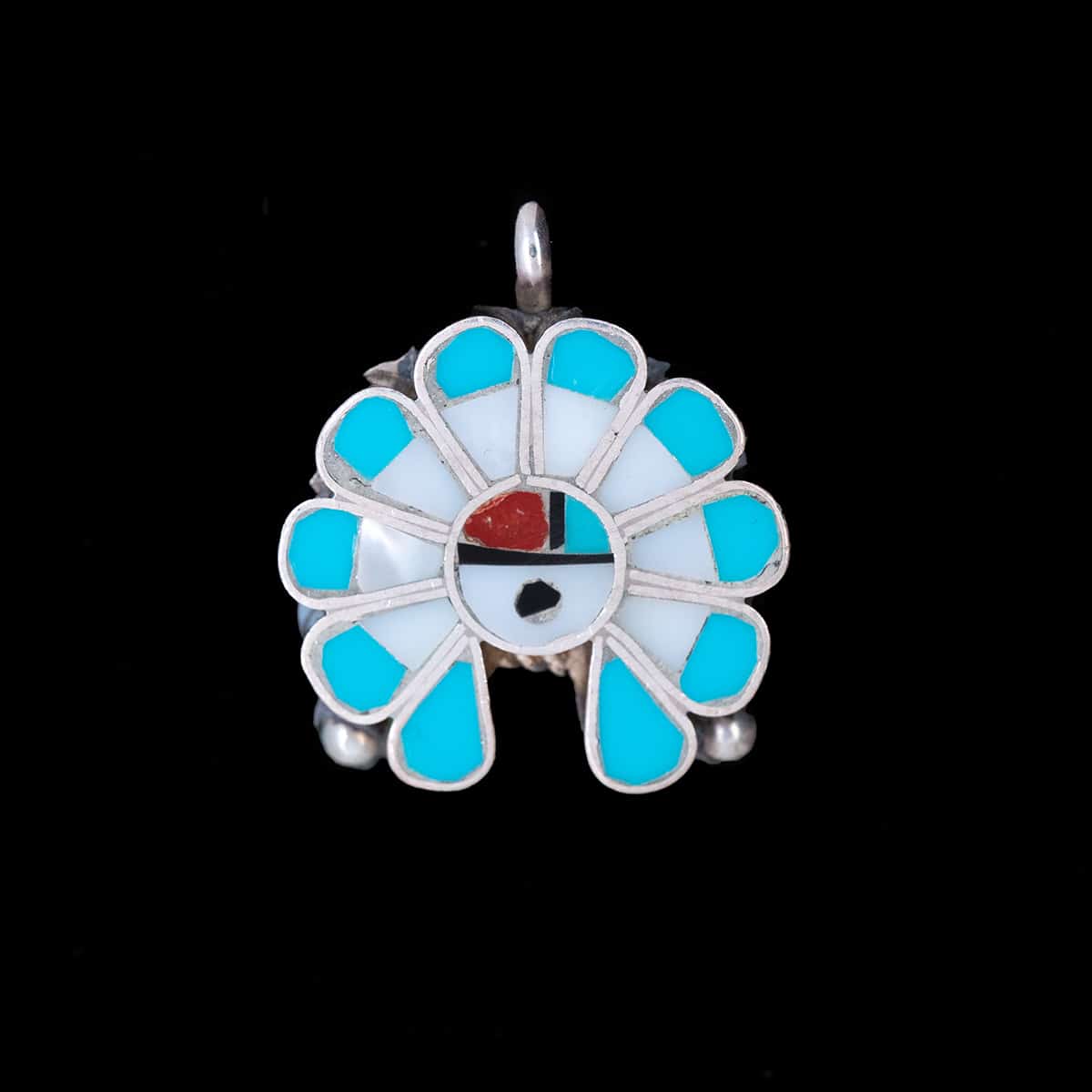 Zuni Turquoise Sunface Bonnet Pendant