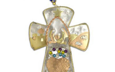Nativity Cross Beaded Ornament
