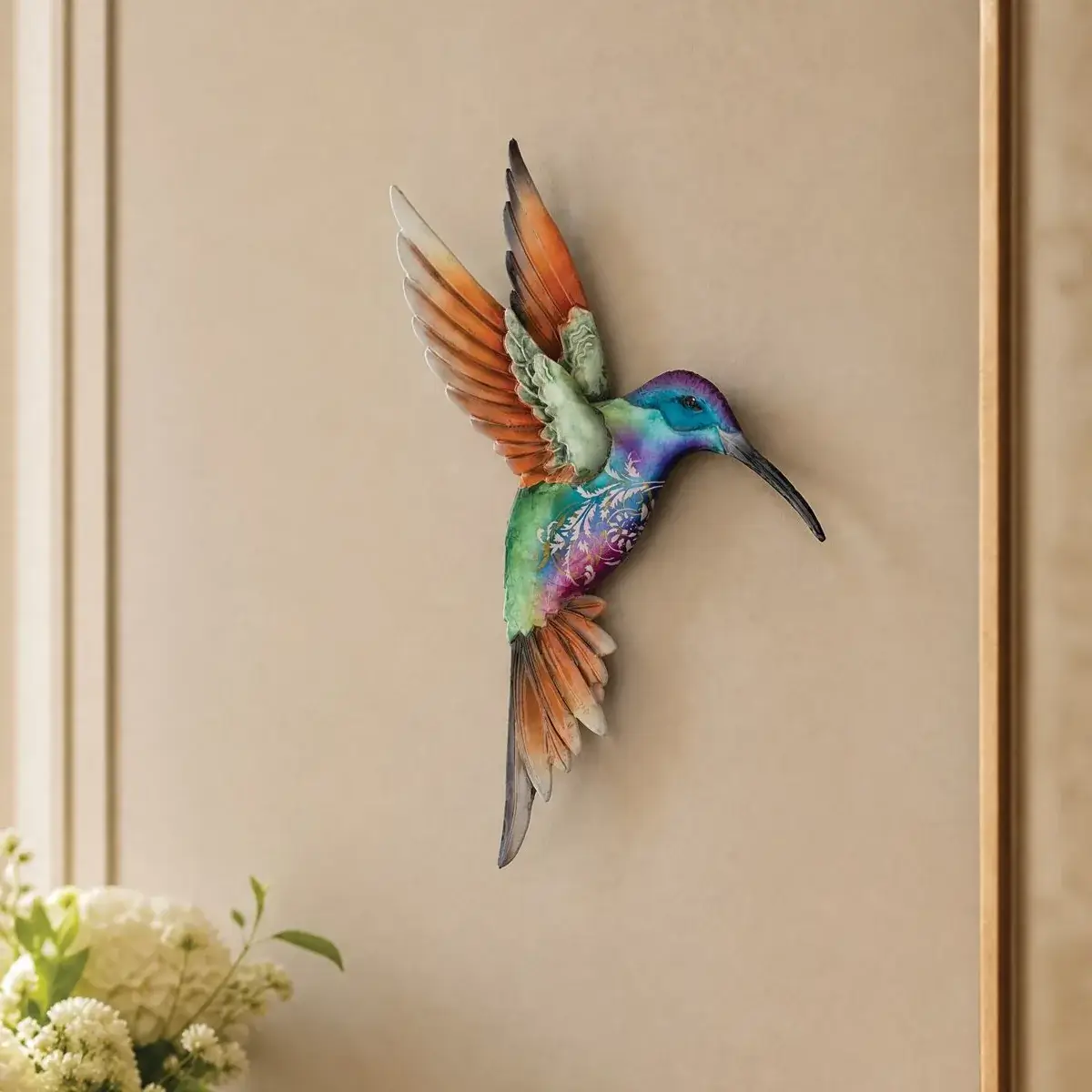 Sedona Small Coronet Jewel Hummingbird Metal & Capiz Wall Decor - Image 3