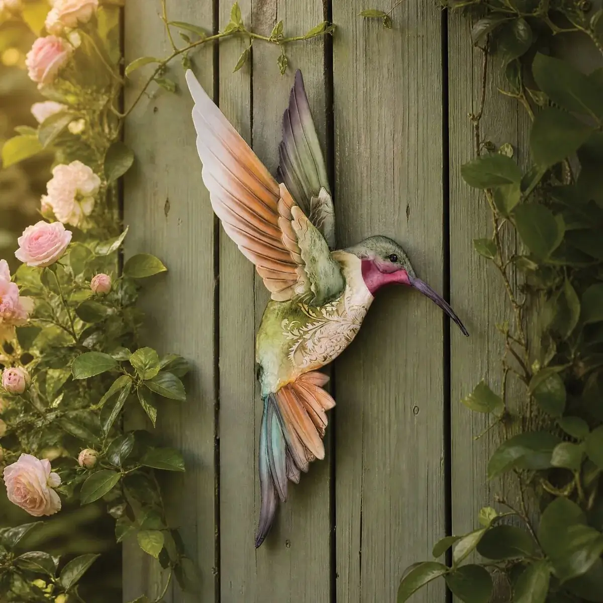 Sedona Large Ruby Jewel Hummingbird Metal & Capiz Wall Decor - Image 6